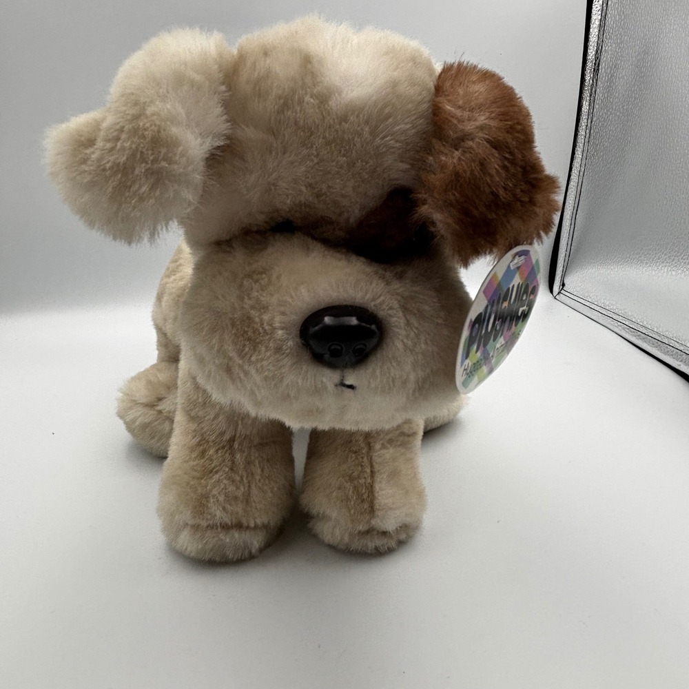 Plushies Huggable Animal Toys Puppy Dog Cream Brown Spotted Ear Stuffed Animal